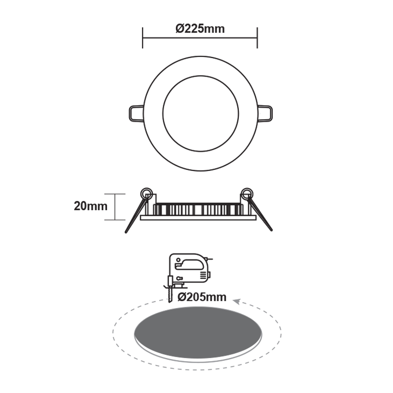 LED SLIM PANEL WHITE ROUND REC. 18W 6500K 1800Lm Φ220mm 230V AC Ra80 PENU1865RW LED SLIM PANEL WHITE ROUND REC. 18W 6500K 1800Lm Φ220mm 230V AC Ra80 PENU1865RW
