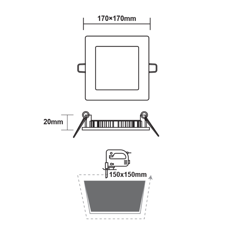 LED SLIM PANEL WHITE SQUARE REC. 12W 4000K 1100Lm 170x170mm 230V Ra80 PENU1240SW LED SLIM PANEL WHITE SQUARE REC. 12W 4000K 1100Lm 170x170mm 230V Ra80 PENU1240SW