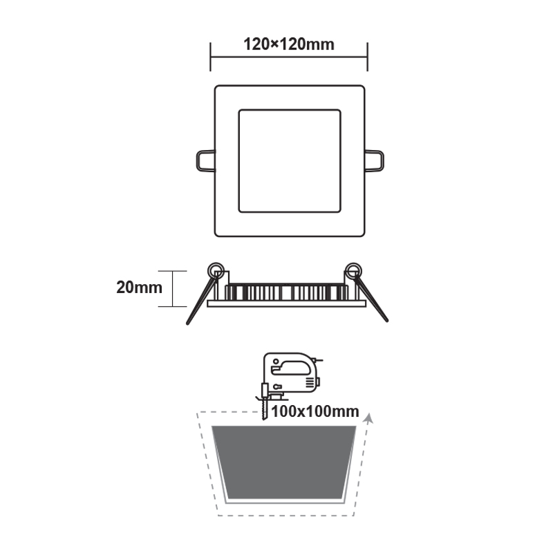 LED SLIM PANEL NM SQUARE REC. 6W 6500K 470Lm 118x118mm 230V AC Ra80 PENU665SNM LED SLIM PANEL NM SQUARE REC. 6W 6500K 470Lm 118x118mm 230V AC Ra80 PENU665SNM