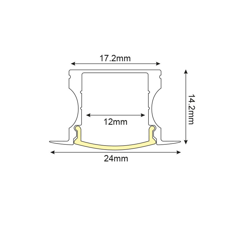 HAZEL ALUMINUM PROFILE P115 WITH OPAL PC DIFFUSER 2m/pc P115U