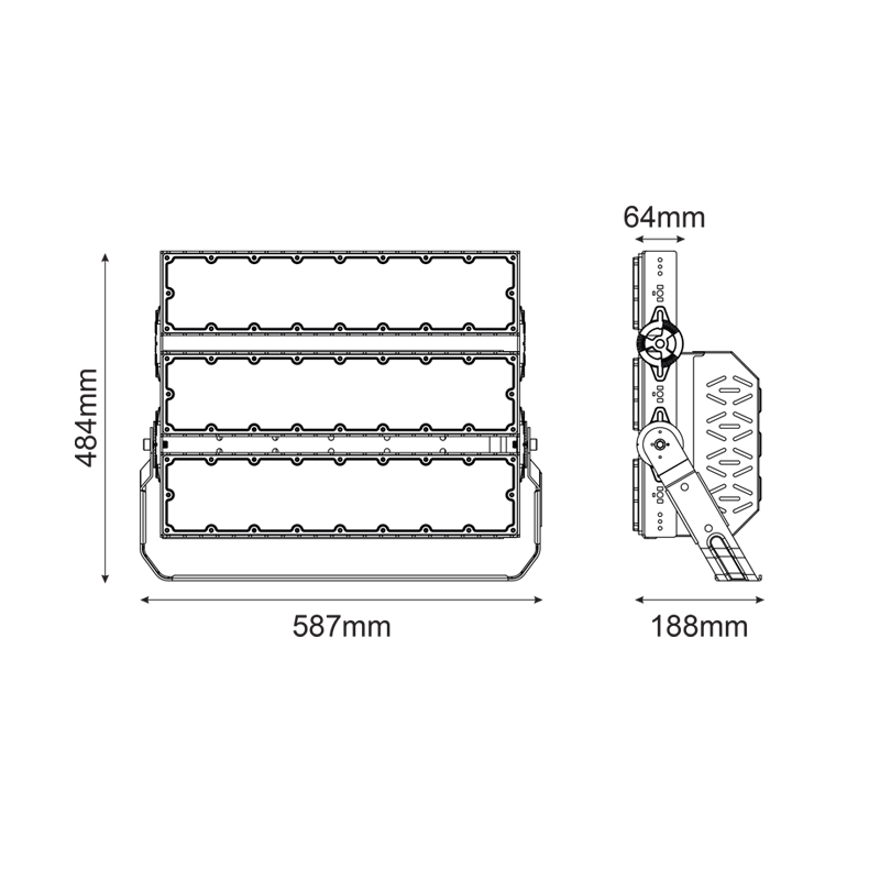 LED HIGH POWER FLOOD LUMINAIRE 720W, 111600LM, 5000K, 20°, 230V AC, IP66, IK10 GLAD7205020
