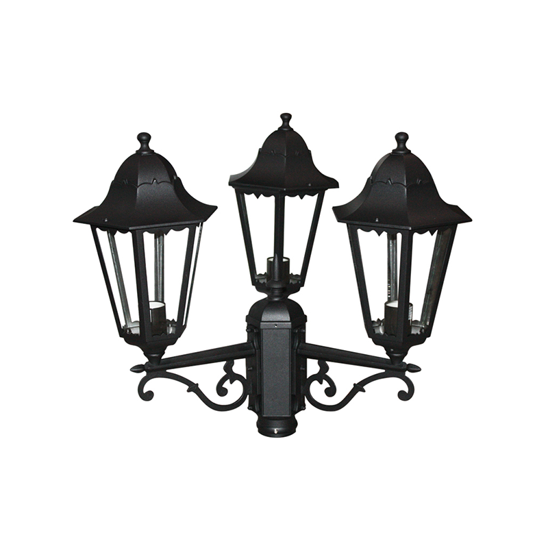 GARDEN LIGHT TRIPLE BLACK MAT RAL9005M 23.5Χ44,5cm Φ60 HI8003B