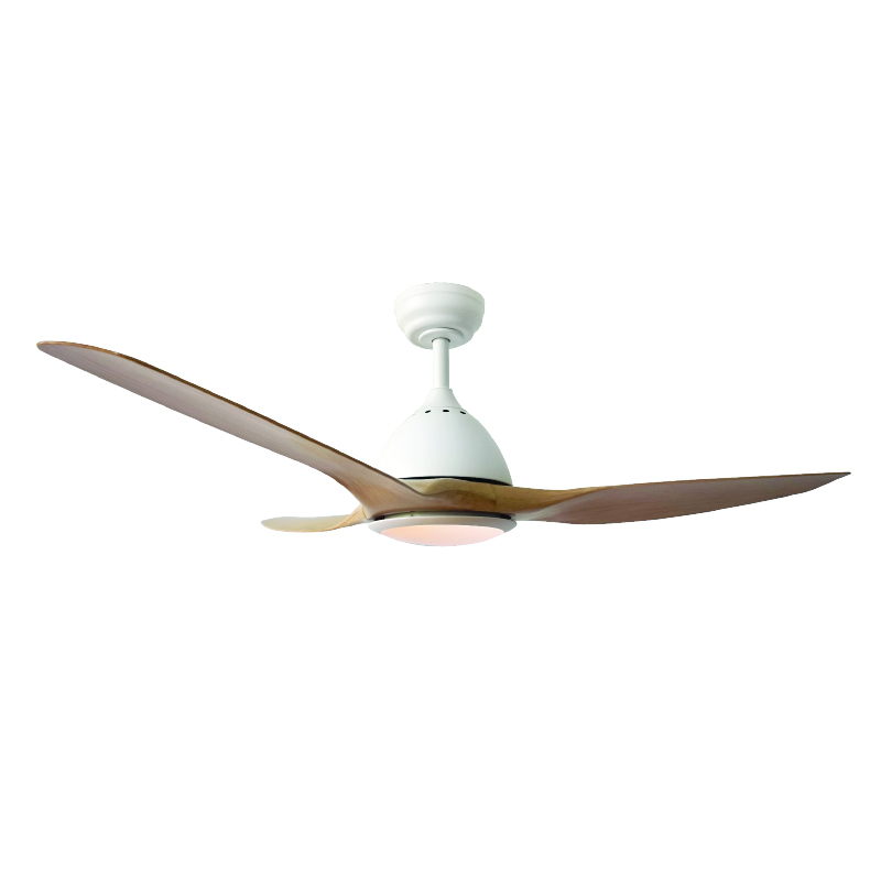 DECORATIVE CEILING FAN WITH DIMMABLE LED DIAM132CM DC40W 3 NATURAL SHADE ABS BLADES WITH REMOTE CONTROL 2 WHITE DOWNRODS 15&25CM FANKVN30G