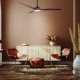 DECORATIVE CEILING FAN WITH DIMMABLE LED DIAM132CM DC40W 3 WOODEN BROWN BLADES WITH REMOTE CONTROL 2 BLACK DOWNRODS 15&25CM FANKVBR40G