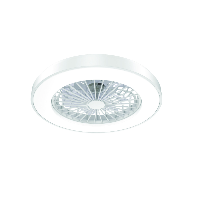 DECORATIVE WHITE CEILING SMART FAN WITH DIMMABLE LED DIAM50CM 7 TRANSPARENT ABS BLADES WITH REMOTE CONTROL FANOKWH20G