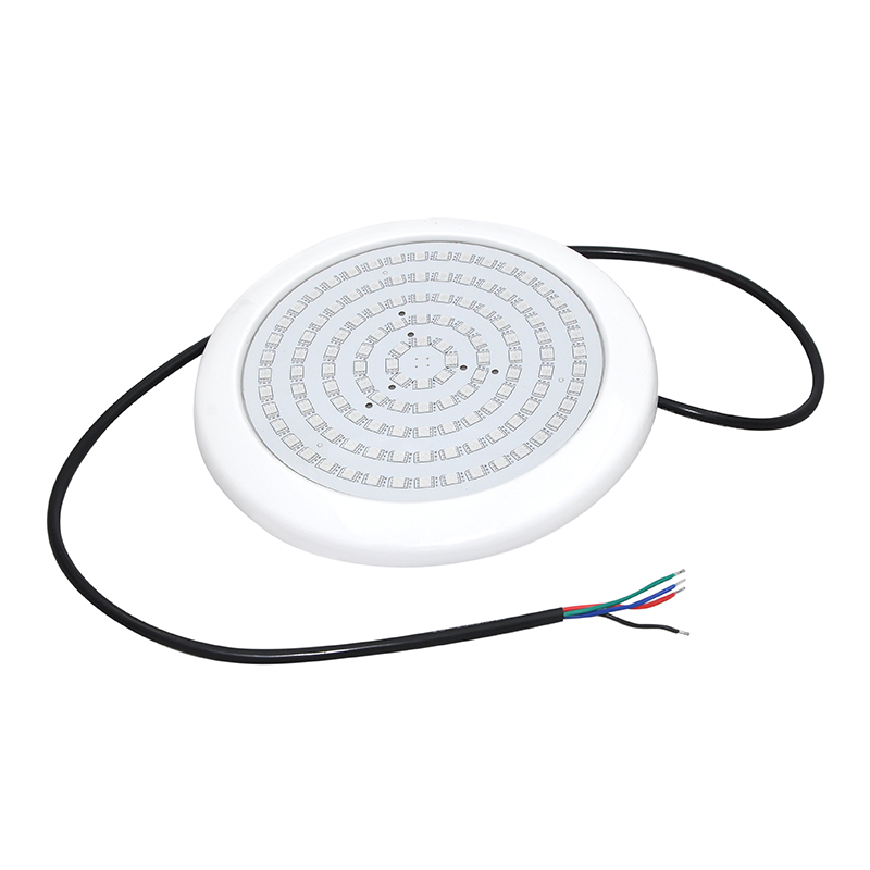 ^ LED PLASTIC POOL LUMINAIRE 20W RGB 110° IP68 12V DC Φ210Χ20mm PISC20RGB