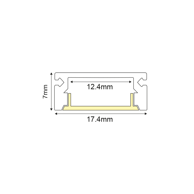 MINI SAND BLACK PROFILE P109B WITH OPAL PC DIFFUSER 2m/pc P109B