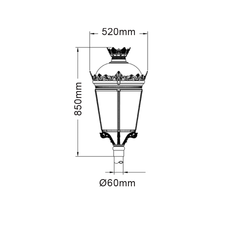 ROUND POLE HEAD D60 520Χ850 BLACK RALC0026 HI501201BMS