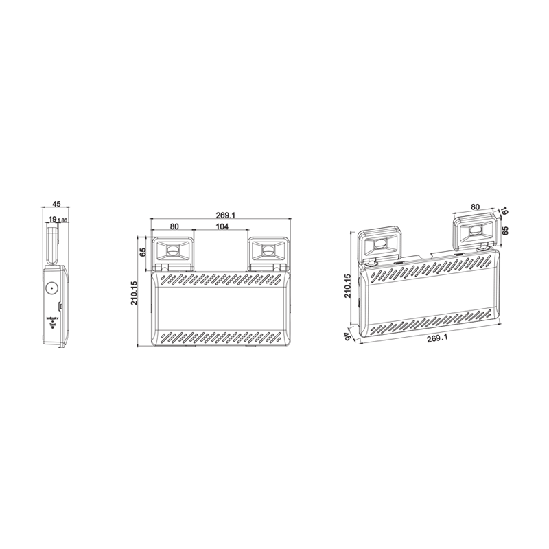 NON-MAINTAINED EMERGENCY LED IP65 2X2W 3HRS 500LM 6000K 230V AC, WITH TEST BUTON&SELF TEST FUNC DESP460