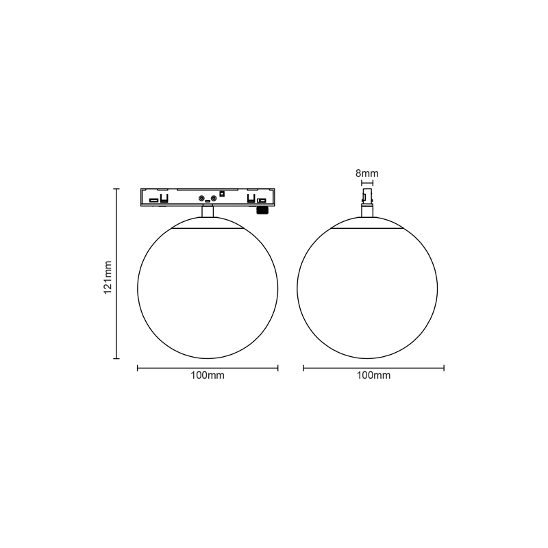 MINI BLACK MAGNETIC LUMINAIRE 24V DC 7W 3000K 650LM 230° RA90 5 YRS Φ100MM OPAL GLASS TOB730B