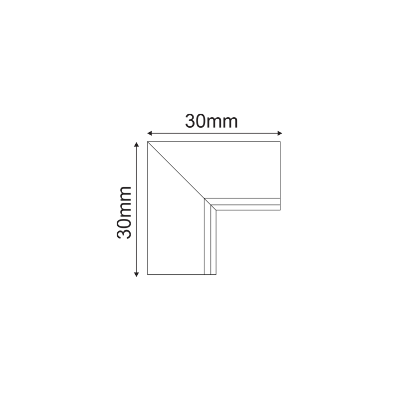 BLACK 90° CORNER FOR MINI MAGNETIC TRIMLESS TMT*MB TMT90B
