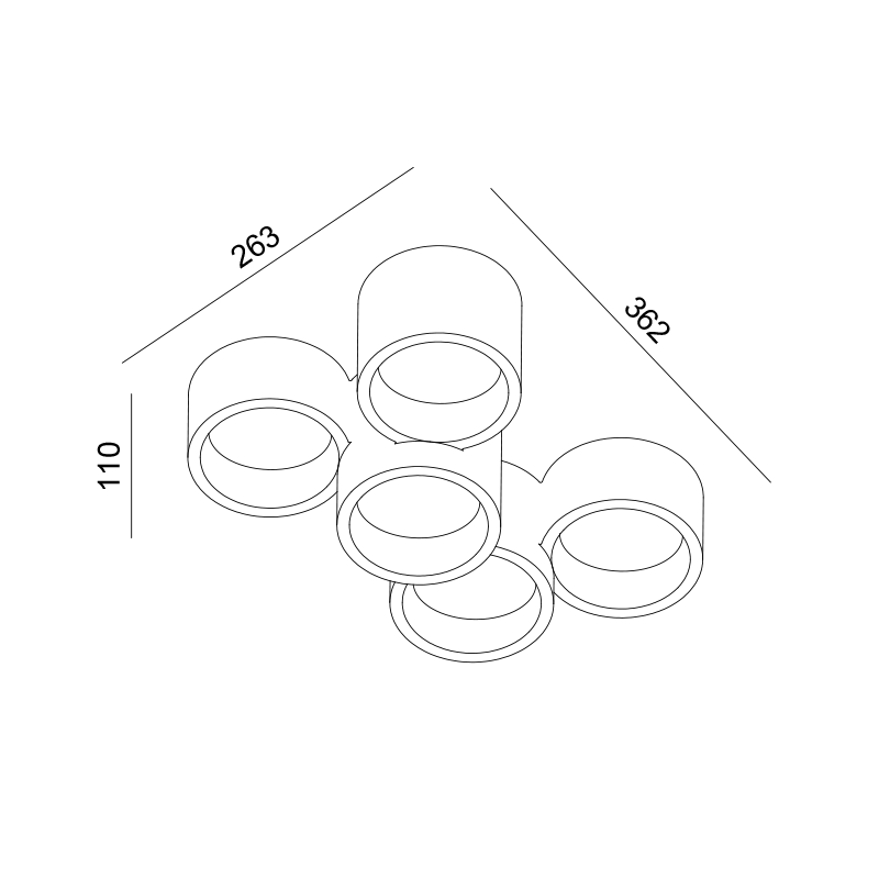 GYPSUM 5 ROUNDS CEILING LIGHT NATURAL 370*240*150 GENI 5*GX53 G96015