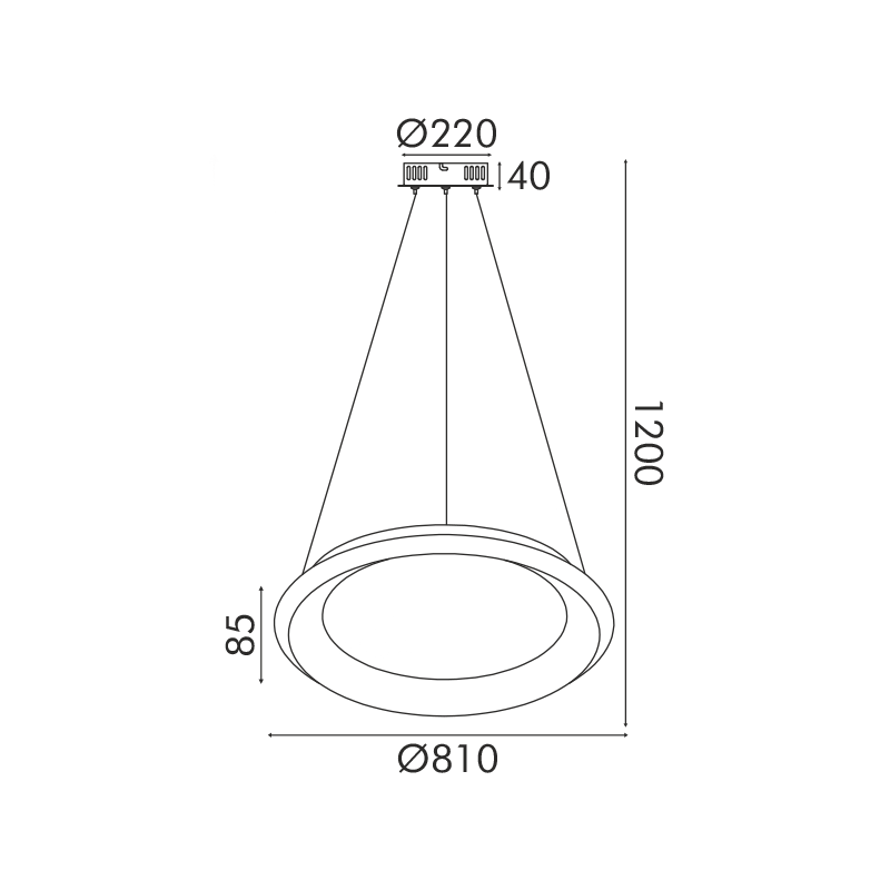 PENDANT LIGHT LED 73W DIMMER CCT 5250LM BLACK METAL D81XH8,5CM DIANA BR71LEDP81BKCCTD