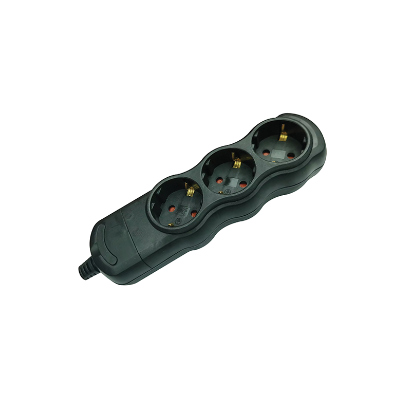 MULTISTRIP 3 SCHUKO SOCKETS BLACK WITH CHILD PROTECTION NO SWITCH NO CABLE 16A IP20 BMS203B