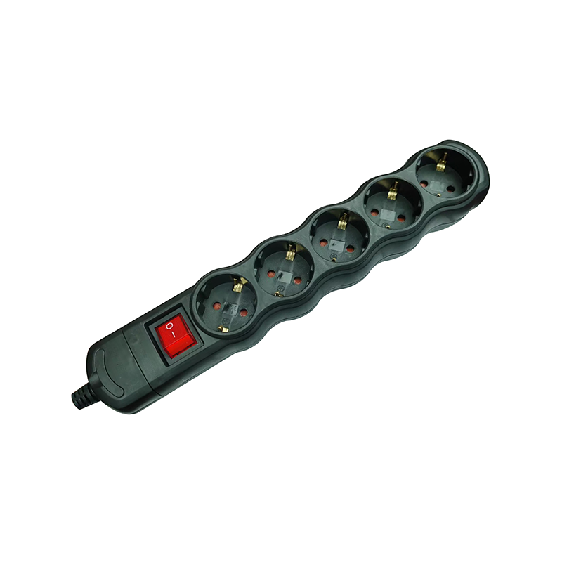 MULTISTRIP 5 SCHUKO SOCKETS BLACK WITH CHILD PROTECTION WITH SWITCH NO CABLE 16A IP20 BMS20S5B