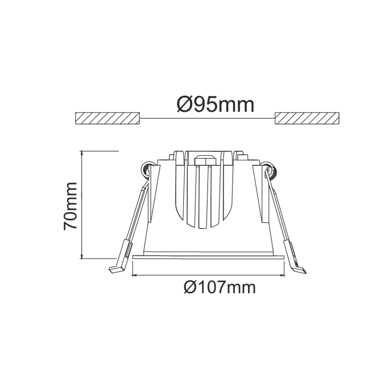 LED WHITE RECESSED DOWNLIGHT 20W 4000K 2300Lm 40° IP44 230V AC Ra80 Φ107*70MM 5YRS DOL2040