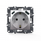 SINGLE SCHUKO SOCKET WITH SAFETY SHUTTER WITH USB FAST CHARGER (A+C) WITH HANGERS ALUMINUM 1000116403