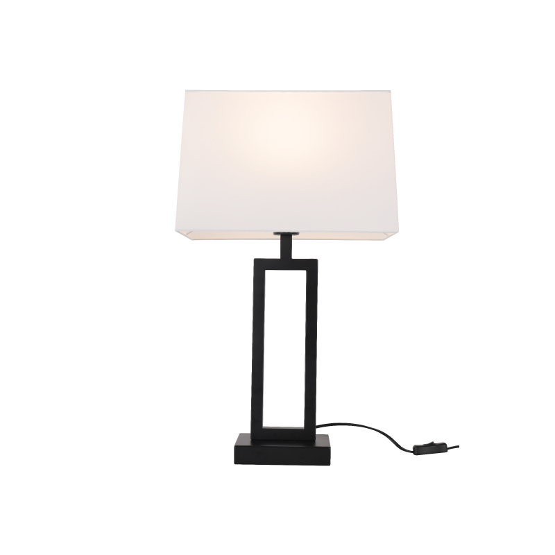 SQUARE TABLE LAMP BLACK METAL WHITE FABRIC SHADE  L36*W22*H63.5cm 1*E27 DENNIS MT240515