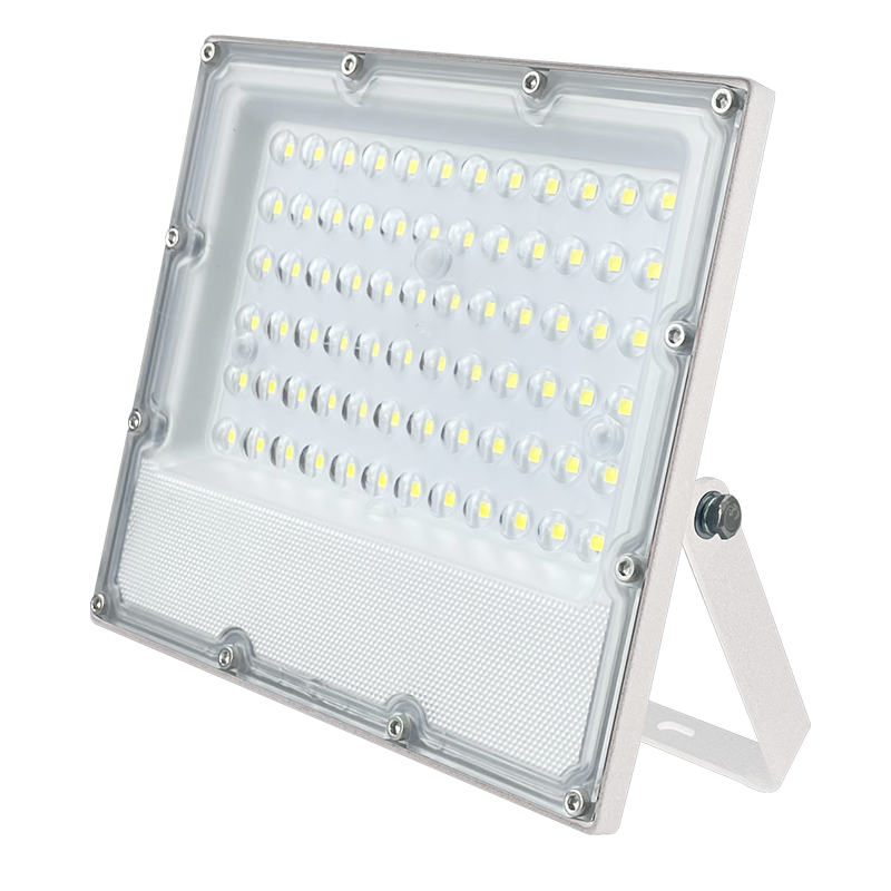 LED WHITE SMD FLOOD LUMINAIRE IP65 50W 6000K 6000Lm 100-277V RA80 IK08 5YRS BREATHING VALUE J5060W