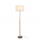 FLOOR LAMP BLACK METAL NATURAL WOOD BEIGE FABRIC SHADE 1XΕ27 H155CM D40CM CLIFF MF21858