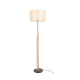 FLOOR LAMP BLACK METAL NATURAL WOOD BEIGE FABRIC SHADE 1XΕ27 H155CM D40CM CLIFF MF21858