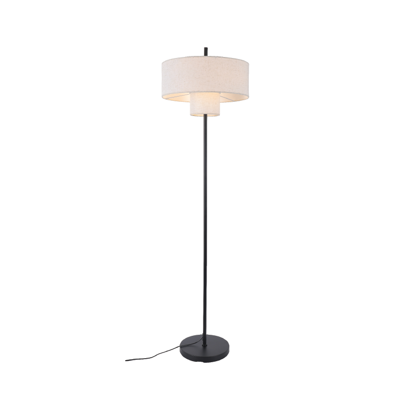 FLOOR LAMP BLACK METAL TWO TIER BEIGE FABRIC SHADE D46*H165cm 1*E27 ANAFI MF240323