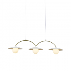 PENDANT LAMP 3xG9 WHITE BASE AND PLATE GOLD TUBE WITH ACRYLIC SHADE " HM235P3