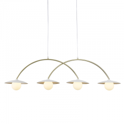 "PENDANT LAMP 4xG9 WHITE BASE AND PLATE GOLD TUBE WITH ACRYLIC SHADE " HM235P4 "PENDANT LAMP 4xG9 WHITE BASE AND PLATE GOLD TUBE WITH ACRYLIC SHADE " HM235P4
