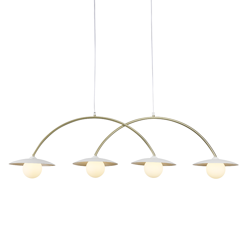 "PENDANT LAMP 4xG9 WHITE BASE AND PLATE GOLD TUBE WITH ACRYLIC SHADE " HM235P4 "PENDANT LAMP 4xG9 WHITE BASE AND PLATE GOLD TUBE WITH ACRYLIC SHADE " HM235P4