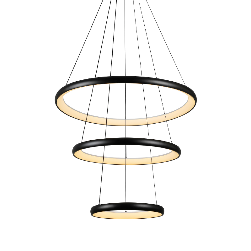 "PENDANT LUMINAIRE LED 60W 4800LM CCT IP20 BLACK METAL + ACRYLIC " HM23LEDP3BKCCT "PENDANT LUMINAIRE LED 60W 4800LM CCT IP20 BLACK METAL + ACRYLIC " HM23LEDP3BKCCT