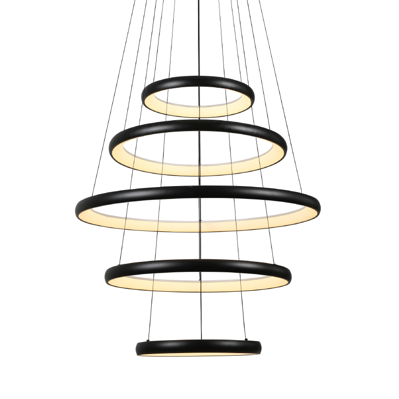 "PENDANT LUMINAIRE LED 80W 6400LM CCT IP20 BLACK METAL+ ACRYLIC " HM23LEDP5BKCCT
