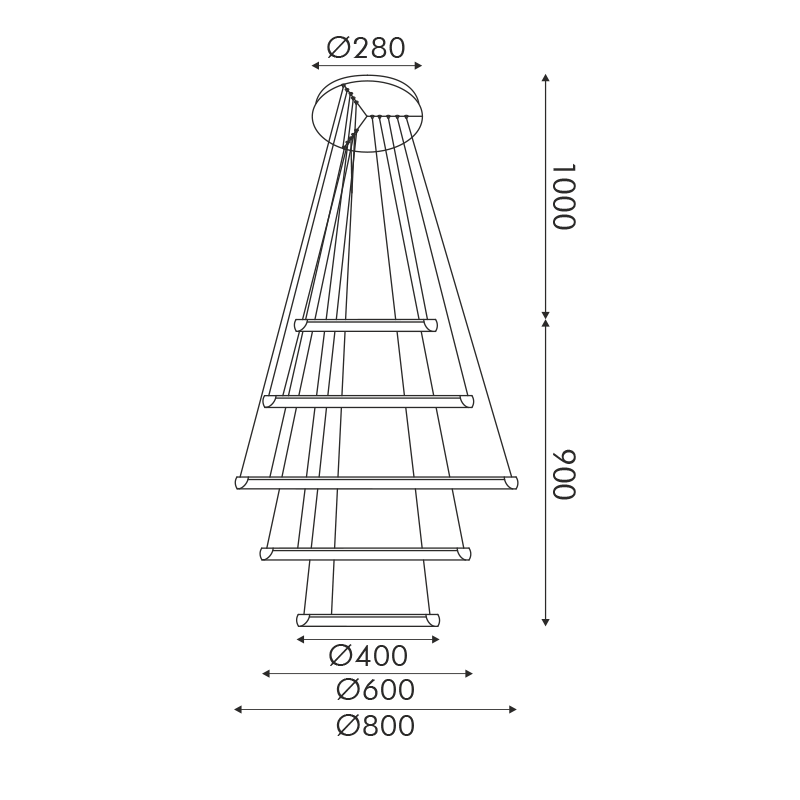 "PENDANT LUMINAIRE LED 80W 6400LM CCT IP20 BLACK METAL+ ACRYLIC " HM23LEDP5BKCCT