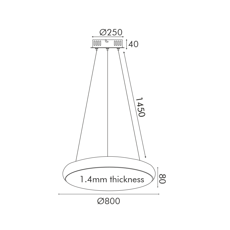 PENDANT LUMINAIRE LED 70W 5600LM CCT BLACK METAL D80XH8CM KALLISTA HM27LEDP80BKCCT