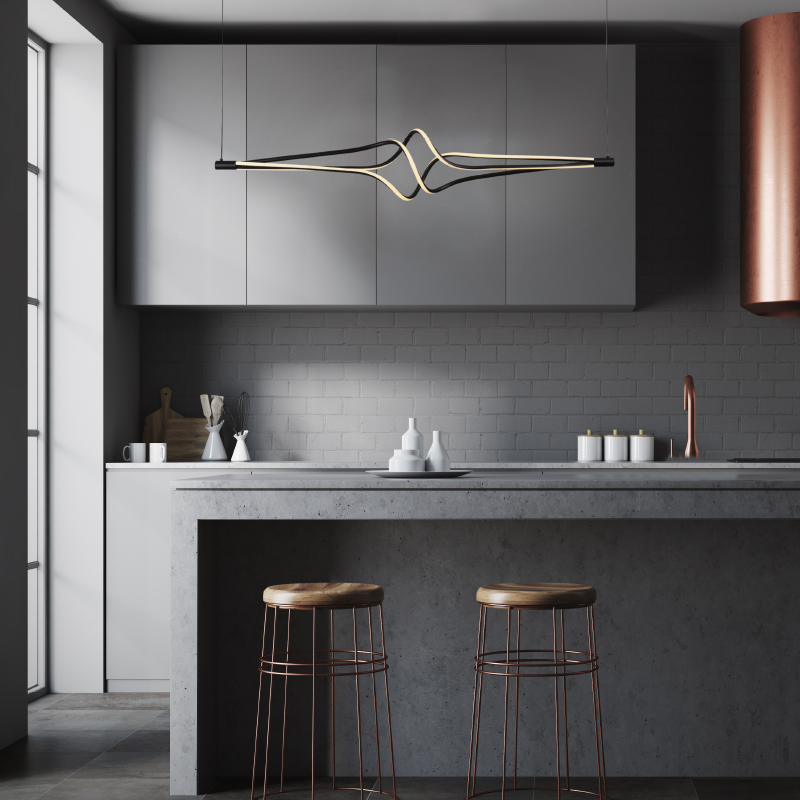 "PENDANT LAMP LED 48W 3800LM CCT IP20 BLACK ALUMINIUM + ACRYLIC " HM607LEDPBKCCT