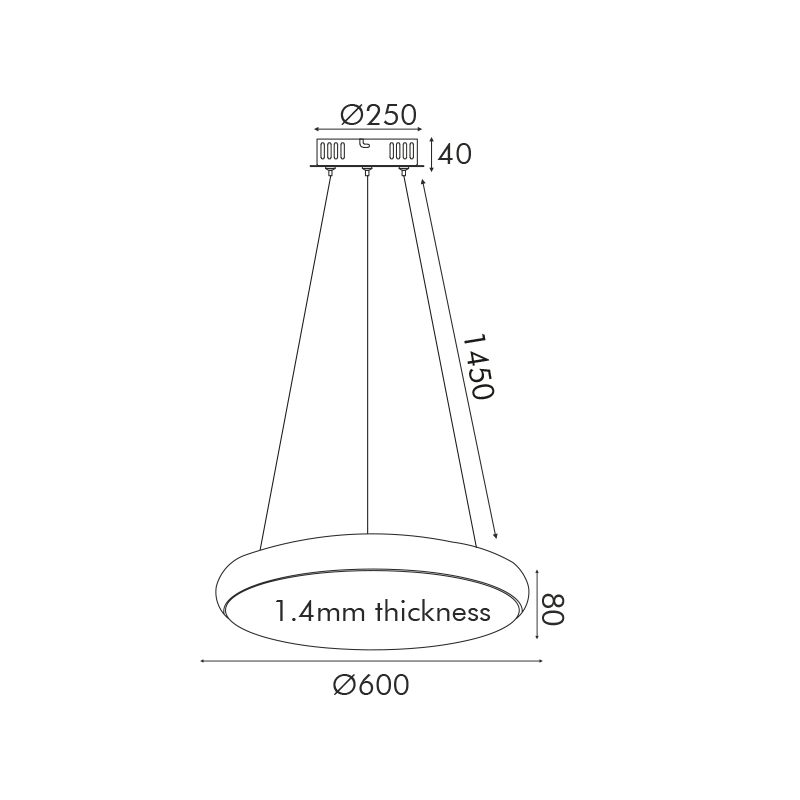 PENDANT LUMINAIRE LED 54W 4320LM CCT BLACK METAL D60XH8CM KALLISTA HM27LEDP60BKCCT