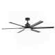 DECORATIVE BLACK CEILING FAN D45W DIMMABLE LED DIAM:165CM 6 BLACK ALUMINUM BLADES WITH REMOTE CONTROL 2 DOWNRODS:13&25CM FANKMBL10G