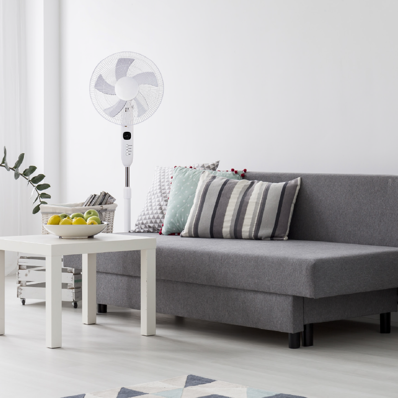 STAND FAN, WHITE WITH 5 TRANSPARENT BLADES, REMOTE CONTROL, TIMER, DIAM45, AC 55W FANSFPW10R