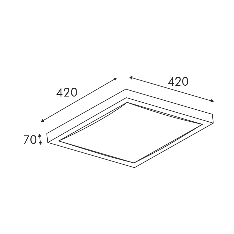 CEILING ACRYLIC SQUARE LIGHT 3ΧΕ27 42Χ42Χ7CM INDIANA DL461MN