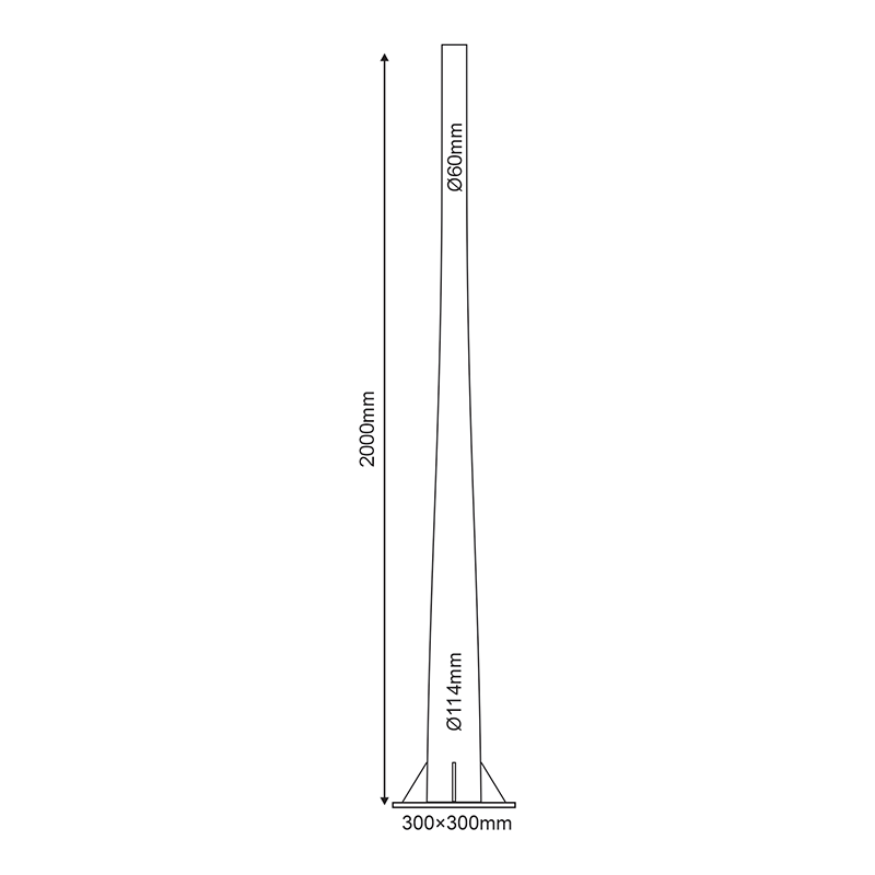STEEL COLUMN Φ60/114 2 METERS 2,5mm CONICAL WITH MAINTANCE BOX RAL7016 F601142MCT