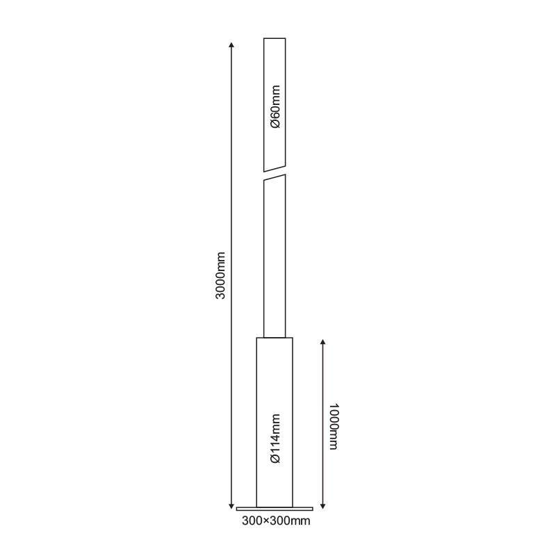 STEEL COLUMN Φ60/114 3 METERS 3mm  WITH MAINTANCE BOX RAL7016 F601143MN