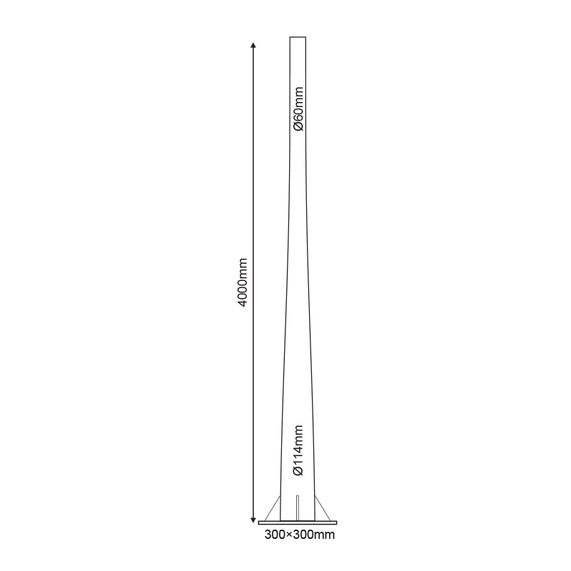 STEEL COLUMN Φ60/114 4 METERS 3mm CONICAL WITH MAINTANCE BOX RAL7016 F601144MCT