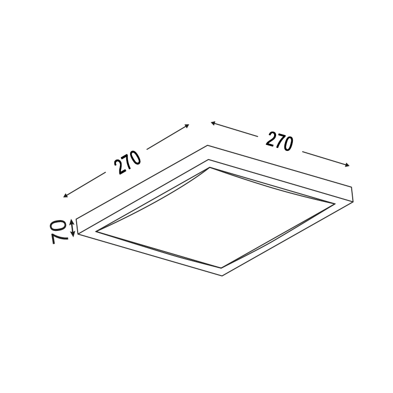 CEILING ACRYLIC SQUARE LIGHT 2ΧΕ27 27Χ27Χ7CM INDIANA DL461SN