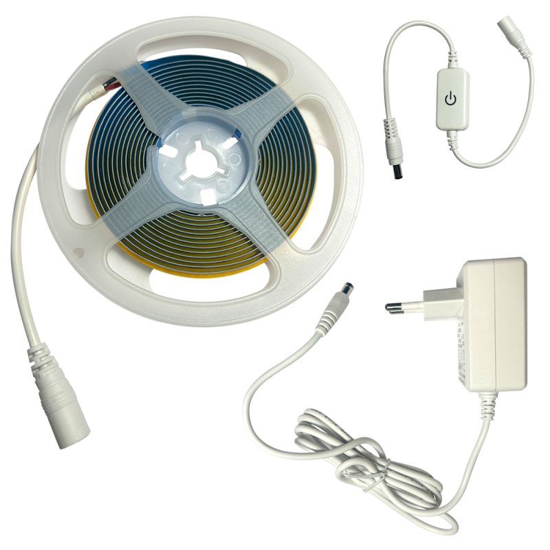 LED COB STRIP 24V DC 8W/M 3000K 1000LM/M IP20 8mm Ra90 320LEDS/M 3M REEL 3YRS 3MKITCWW