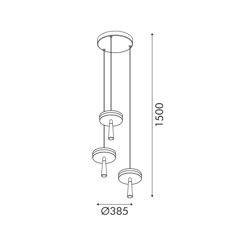 ASIAN-PENDANT LAMP*3 SAND BLACK ALUMINIUM LED SMD 32W CCT 2080LM IP20 385X1500MM CN3P32WBKCCT