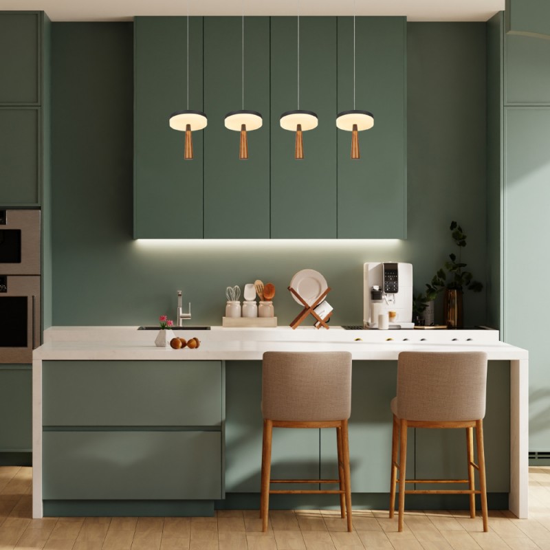 ASIAN-PENDANT LAMP*4 SAND BLACK ALUMINIUM LED SMD 42W CCT 2730LM IP20 965X164X1500MM CN4P42WBKCCT