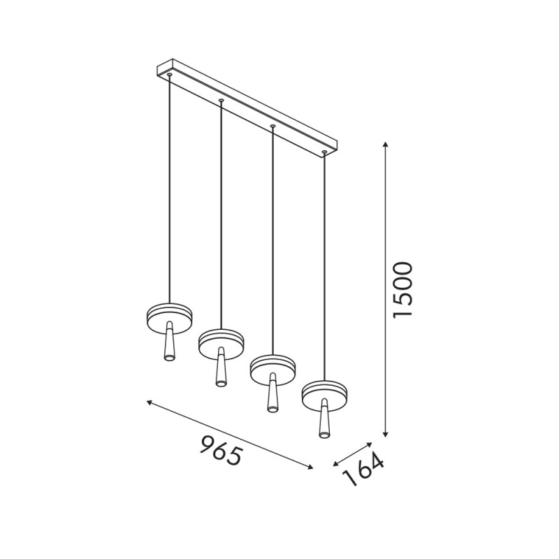 ASIAN-PENDANT LAMP*4 SAND BLACK ALUMINIUM LED SMD 42W CCT 2730LM IP20 965X164X1500MM CN4P42WBKCCT