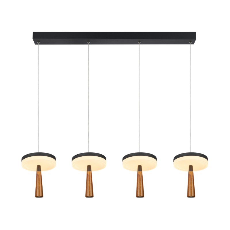 ASIAN-PENDANT LAMP*4 SAND BLACK ALUMINIUM LED SMD 42W CCT 2730LM IP20 965X164X1500MM CN4P42WBKCCT