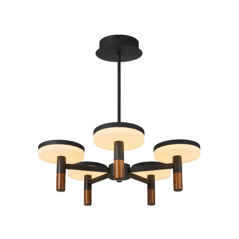 ASIAN-PENDANT LAMP*5 SAND BLACK ALUMINIUM LED SMD 52W CCT 3380LM IP20 600X330-1230MM CN5P52WBKCCT