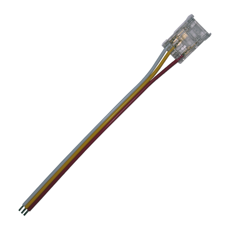 CONNECTOR FOR COB STRIP 10mm PCB WIDTH-3 WIRES ON THE END MT10CCTDGC