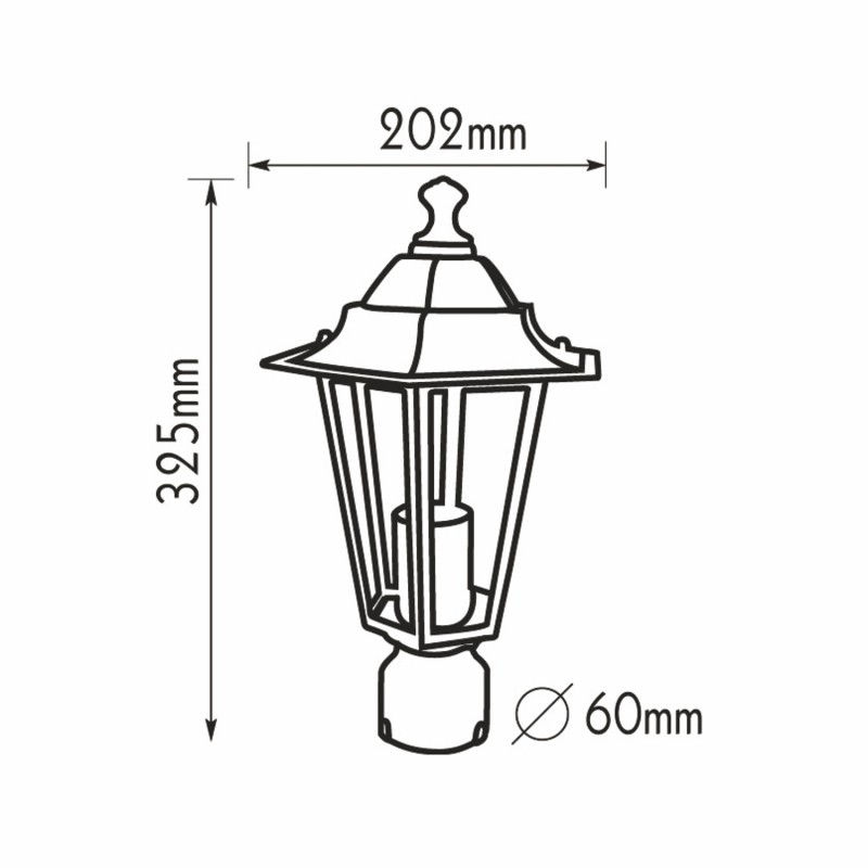 LANTERN HEAD Φ60 FOR SMALL COLUMN BLACK RAL C0026 HI6024BMS